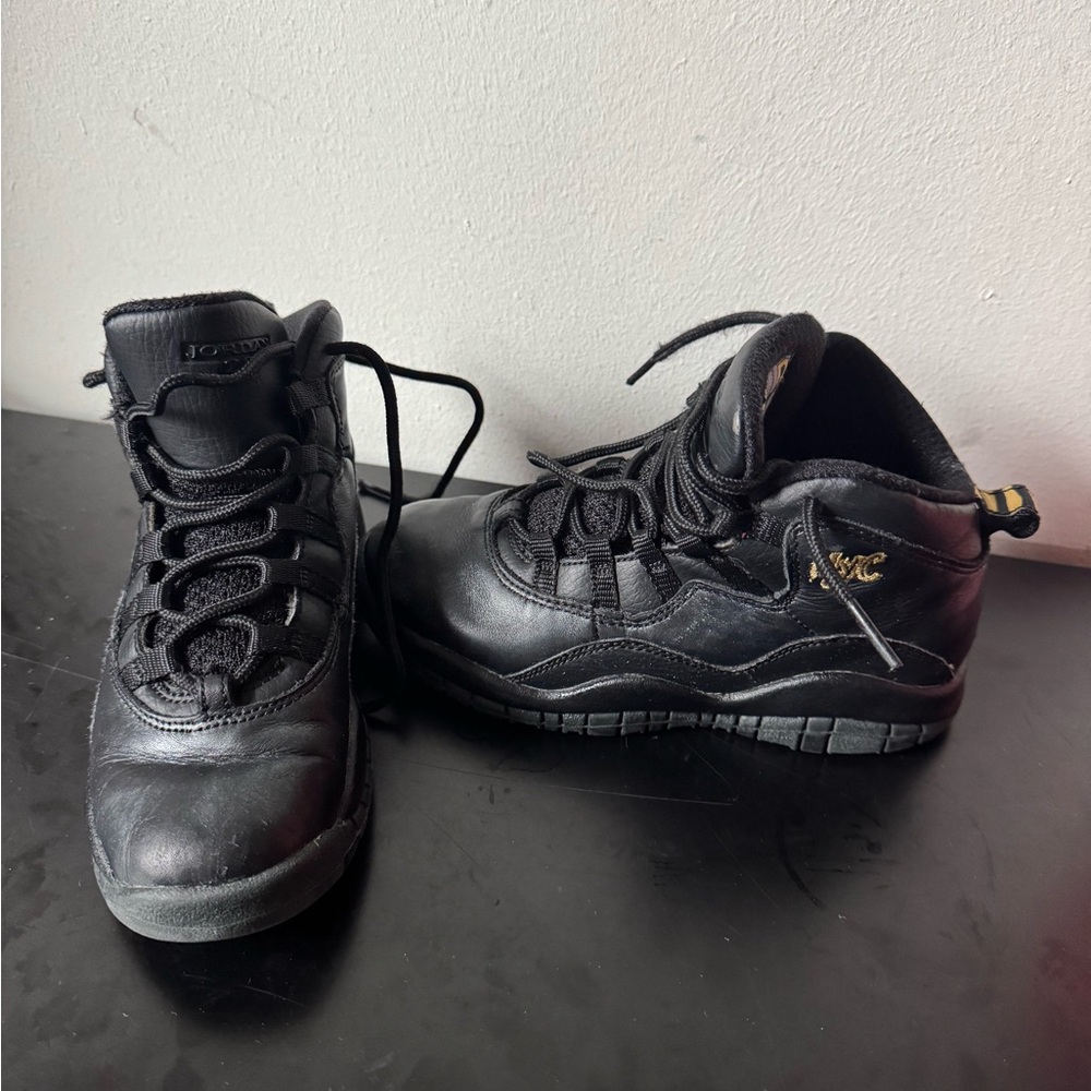 NIKE AIR JORDAN 10 NYC edition black leather basketball black cat sneakers
